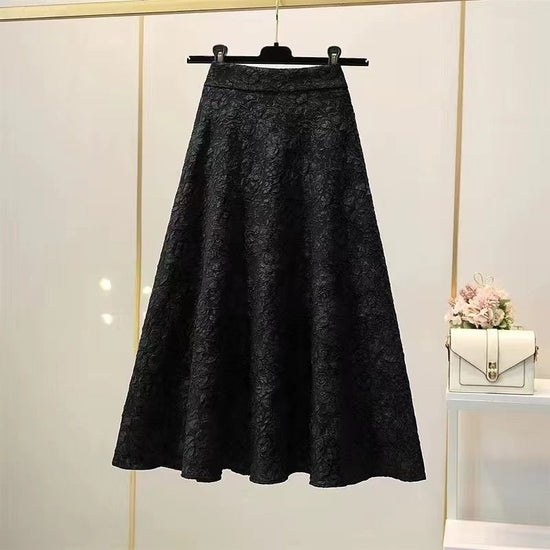 High Waist Hollow-out Floral Large Swing Umbrella Skirt $28.50 Dana Fashion Color: Apricot Size: 2XL Women's clothing Product information: Pattern: Flowers Color: Black, apricot, dark brown Main fabric composition: Polyester (polyester fiber) Size: S,M,L,