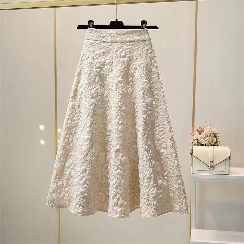 High Waist Hollow-out Floral Large Swing Umbrella Skirt $28.50 Dana Fashion Color: Apricot Size: 2XL Women's clothing Product information: Pattern: Flowers Color: Black, apricot, dark brown Main fabric composition: Polyester (polyester fiber) Size: S,M,L,