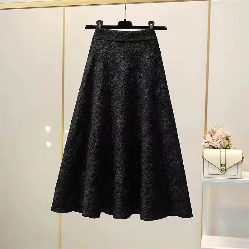 High Waist Hollow-out Floral Large Swing Umbrella Skirt $28.50 Dana Fashion Color: Black Size: 2XL Women's clothing Product information: Pattern: Flowers Color: Black, apricot, dark brown Main fabric composition: Polyester (polyester fiber) Size: S,M,L,XL