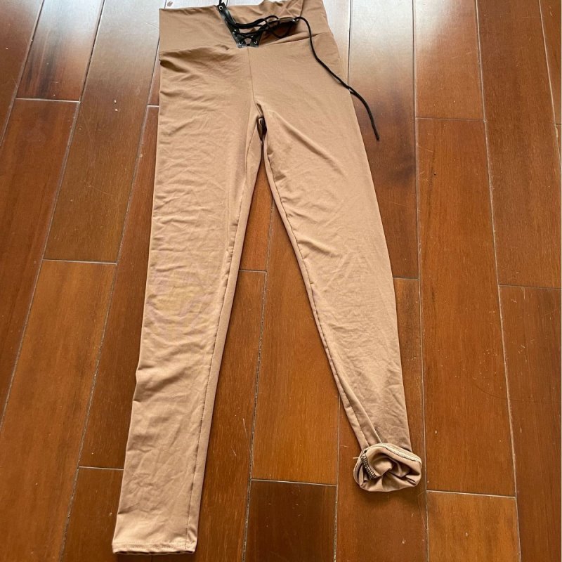 High Waist Lace-up Belly Contracting And Close-fitting Leggings $37.76 Dana Fashion Color: Black Size: L Women's clothing Product information: Color: black, dark brown, Rose Red, wine red, purple leopard print, small purple flower Elasticity: high elastic