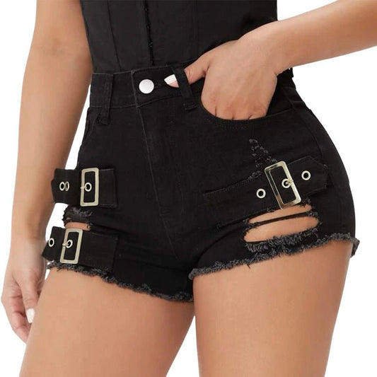 High Waist Sexy Ripped Stretch Casual Pants $25.99 Dana Fashion Color: Black Size: L Women's clothing Product information: Color: Black Elasticity: Micro-elastic Pants length: Shorts Waist type: high waist Size: XS,S,M,L,XL,XXL Style: straight-leg pants T