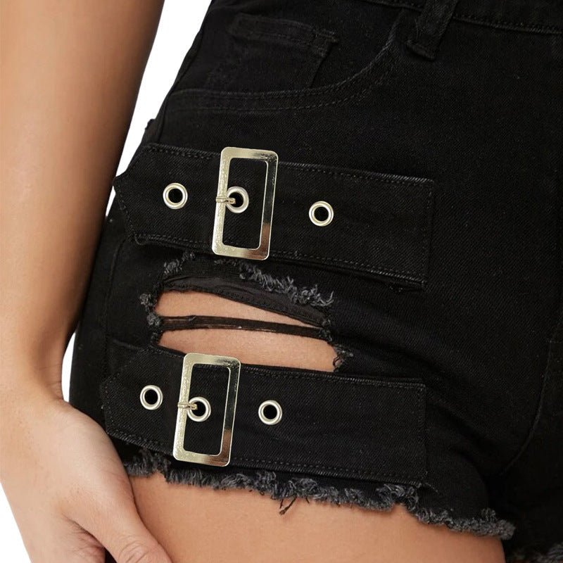 High Waist Sexy Ripped Stretch Casual Pants $25.99 Dana Fashion Color: Black Size: L Women's clothing Product information: Color: Black Elasticity: Micro-elastic Pants length: Shorts Waist type: high waist Size: XS,S,M,L,XL,XXL Style: straight-leg pants T
