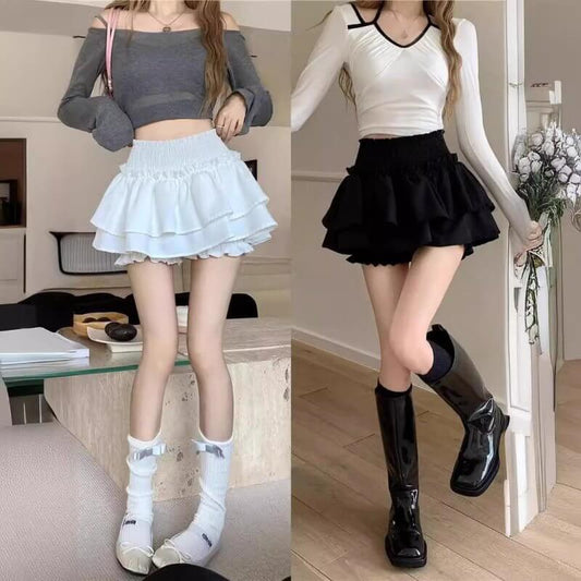 High Waist Slimming Sense Of Design Sweet And Spicy Cake Puff Short Skirt $24.90 Dana Fashion Color: Black Size: 2XL Women's clothing Product information: Fabric name: Polyester Skirt-type: A- line skirt Color: black, white Size: XS,S,M,L,XL,2XL,3XL,4XL S