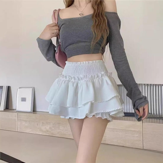 High Waist Slimming Sense Of Design Sweet And Spicy Cake Puff Short Skirt $24.90 Dana Fashion Color: Black Size: 2XL Women's clothing Product information: Fabric name: Polyester Skirt-type: A- line skirt Color: black, white Size: XS,S,M,L,XL,2XL,3XL,4XL S