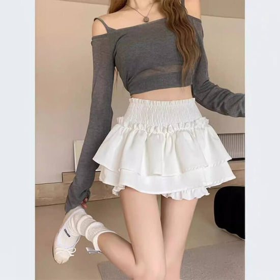 High Waist Slimming Sense Of Design Sweet And Spicy Cake Puff Short Skirt $24.90 Dana Fashion Color: Black Size: 2XL Women's clothing Product information: Fabric name: Polyester Skirt-type: A- line skirt Color: black, white Size: XS,S,M,L,XL,2XL,3XL,4XL S