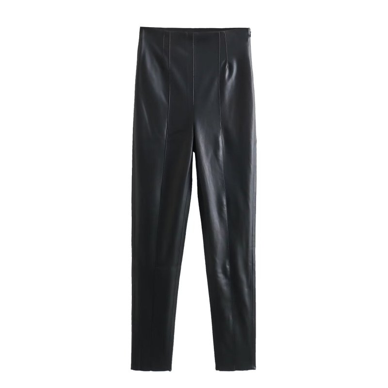 High Waist Slimming Skinny Leather Pants Women $49.00 Dana Fashion Color: Black Size: L Women's clothing Product information: Color: Black, Milky White, Brown Elasticity: Micro elasticity Main fabric composition: PU Size: XS,S,M,L Pants type: straight-leg