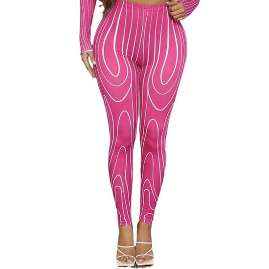 High Waist Stretch Line Printed Comfortable Slim Leggings $37.49 Dana Fashion Color: Glittering Powder Size: L Women's clothing Product information: Thickness: medium Pattern: 3D effect Fabric name: Polyester Color: Sparkling Pink Elasticity: high elastic