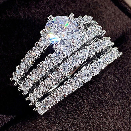 Hollow Double Layer Zircon Engagement Ring Set $20.50 Dana Fashion Color: Gold Size: No 10 Women's Accessories Product information: Type: Ring Treatment Process: Electroplating Color: silver, gold, rose gold Applicable people: women Size: no.6, no.7, no.8