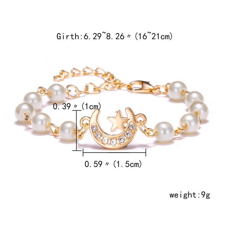 Hollow Rhinestone Pearl Bracelet Multi-style Adjustable $8.50 Dana Fashion Color: 8 Eyes Rhinestone Women's Accessories Product information: Treatment Process: Pearl Inlay Color: Cross, 8 words round, Moon XINGX, starfish, butterfly, heart-shaped wings, 8