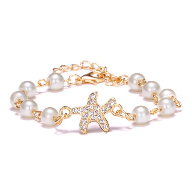 Hollow Rhinestone Pearl Bracelet Multi-style Adjustable $8.50 Dana Fashion Color: Starfish Women's Accessories Product information: Treatment Process: Pearl Inlay Color: Cross, 8 words round, Moon XINGX, starfish, butterfly, heart-shaped wings, 8 words Rh