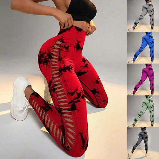 Hollow Tie Dye Printed Yoga Pants High Waist Butt Lift Seamless Sports Gym Fitness Leggings Slim Pants For Women Tight Trousers $49.50 Dana Fashion Color: Black Grey Size: L Women's clothing Overview: Unique design, stylish and beautiful. Good material, c