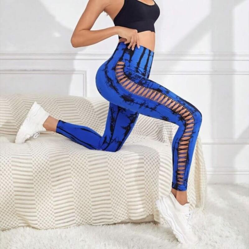 Hollow Tie Dye Printed Yoga Pants High Waist Butt Lift Seamless Sports Gym Fitness Leggings Slim Pants For Women Tight Trousers $49.50 Dana Fashion Color: Royal Blue Size: L Women's clothing Overview: Unique design, stylish and beautiful. Good material, c