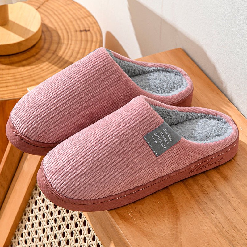 Home Indoor Wear-resistant Non Slip Cotton Slippers $29.99 Dana Fashion Color: Calibration Pink Size: 36 to 37 Women's shoes Product information: Pattern: stripes Inner material: artificial wool Color: Calibration pink, calibration orange, calibration don