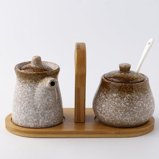 Home Kitchen Creative Seasoning Jar Combination Set $36.80 Dana Fashion Color: Set House Silence Dana's Kitchen Product information: Product name: Seasoning jar Material: ceramic Style: Japanese Function: No hole punch Kit type: 2 pieces Style: with cover