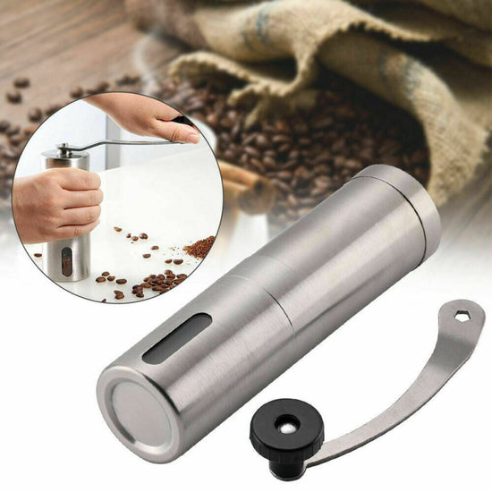 Home Portable Manual Coffee Grinder Stainless Steel with Ceramic Burr Bean Mill $59.40 Dana Fashion default: default Dana's Kitchen Features: Material: Stainless Steel - Size:17.5*15.5cm - Our removable hand crank mechanism consistently eliminates over 90