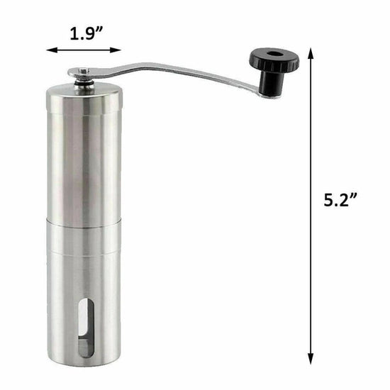 Home Portable Manual Coffee Grinder Stainless Steel with Ceramic Burr Bean Mill $59.40 Dana Fashion default: default Dana's Kitchen Features: Material: Stainless Steel - Size:17.5*15.5cm - Our removable hand crank mechanism consistently eliminates over 90