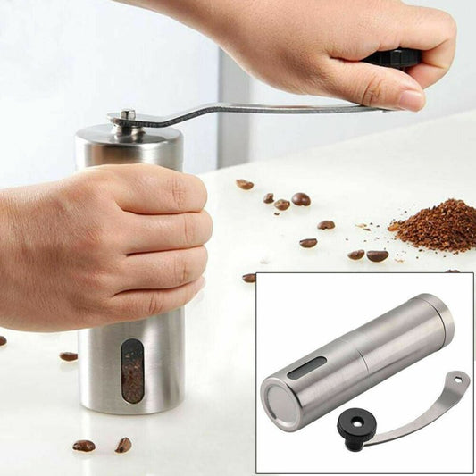 Home Portable Manual Coffee Grinder Stainless Steel with Ceramic Burr Bean Mill $59.40 Dana Fashion default: default Dana's Kitchen Features: Material: Stainless Steel - Size:17.5*15.5cm - Our removable hand crank mechanism consistently eliminates over 90