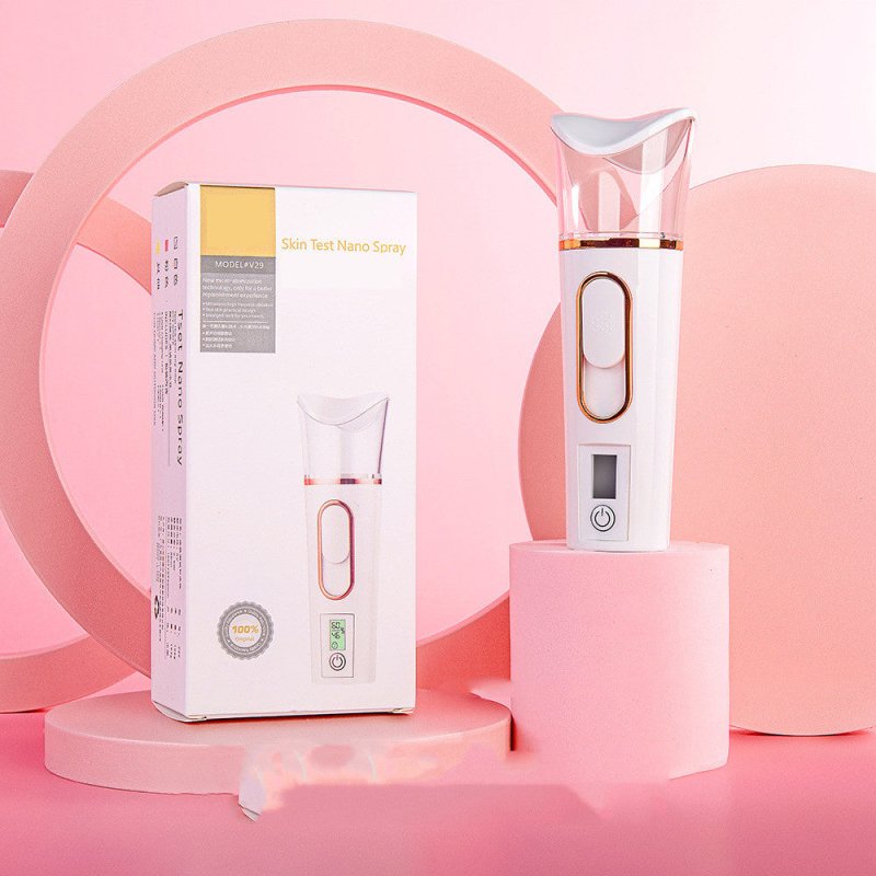 Home Rechargeable Water Replenishing Instrument Steamed Face Sprayer $22.50 Dana Fashion Color: Test card box pink Model: USB Beauty Tools Overview: 1.Nano technology: convert water into a large number of water molecules, water quickly penetrates into the