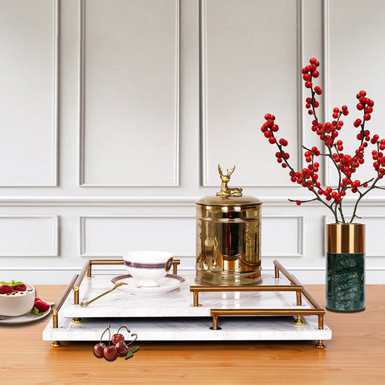 Home Tray With Metal Armrest $215.26 Dana Fashion style: Large Dana's Kitchen Product information: Material: Marble Process: Polished Packaging: paper packaging Frame size: small, large Style: modern and simple Space: living room