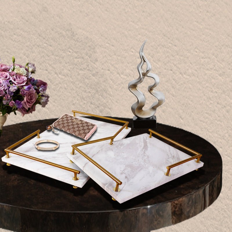 Home Tray With Metal Armrest $215.26 Dana Fashion style: Large Dana's Kitchen Product information: Material: Marble Process: Polished Packaging: paper packaging Frame size: small, large Style: modern and simple Space: living room