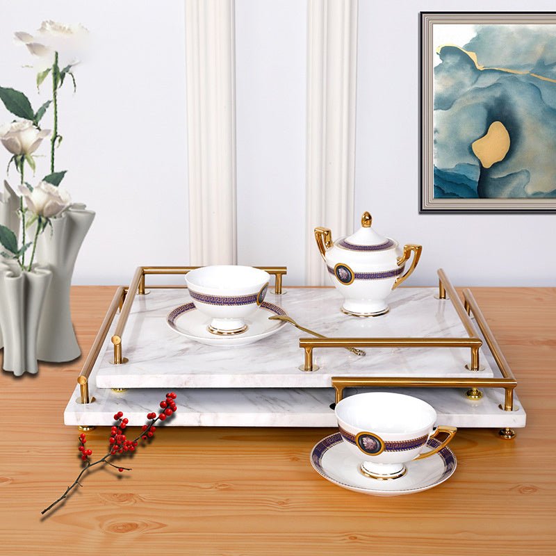 Home Tray With Metal Armrest $215.26 Dana Fashion style: Large Dana's Kitchen Product information: Material: Marble Process: Polished Packaging: paper packaging Frame size: small, large Style: modern and simple Space: living room