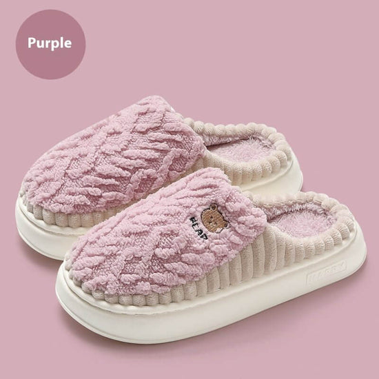 Home Winter Thermal Cotton Slippers Men $35.50 Dana Fashion Color: Purple Size: 38to39 Women's shoes Product information: Pattern: Cartoon Color: green, purple, white coffee, dark gray, light gray Size: 36-37 inner length cm,38-39 inner length cm,40-41 in
