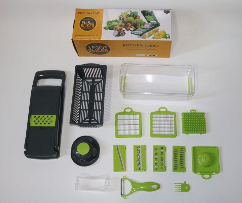 Household Kitchen Gadgets Vegetable Cutter Silk Cutter $30.71 Dana Fashion Color: 14in1 Dana's Kitchen Specification: Material: stainless steel Color: Gray Special features: Interchangeable blades Recommended use of the product: cooking, kitchen Product m