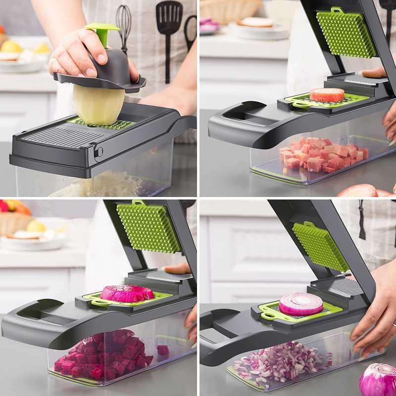 Household Kitchen Gadgets Vegetable Cutter Silk Cutter $30.71 Dana Fashion Color: 14in1 Dana's Kitchen Specification: Material: stainless steel Color: Gray Special features: Interchangeable blades Recommended use of the product: cooking, kitchen Product m