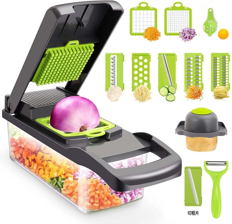 Household Kitchen Gadgets Vegetable Cutter Silk Cutter $30.71 Dana Fashion Color: 14in1 Dana's Kitchen Specification: Material: stainless steel Color: Gray Special features: Interchangeable blades Recommended use of the product: cooking, kitchen Product m