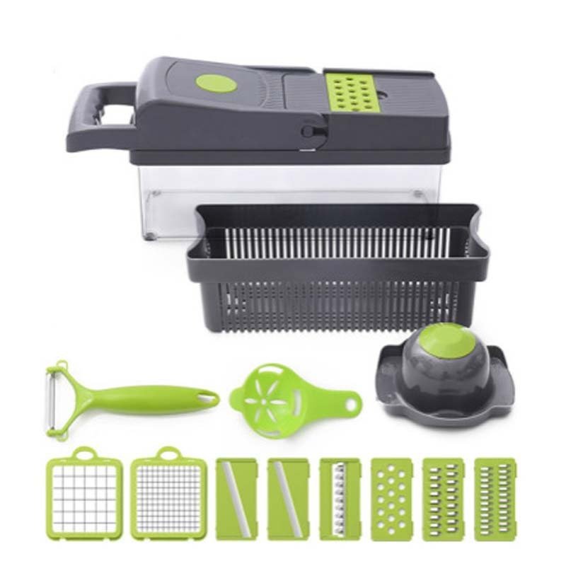 Household Kitchen Gadgets Vegetable Cutter Silk Cutter $30.71 Dana Fashion Color: 14in1 Dana's Kitchen Specification: Material: stainless steel Color: Gray Special features: Interchangeable blades Recommended use of the product: cooking, kitchen Product m