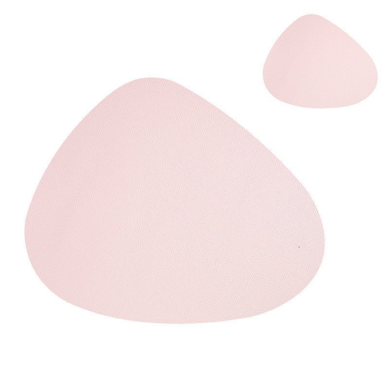 Household leather table mat $28.50 Dana Fashion Color: Soft yarn powder Dana's Kitchen Type of trim panel and accessories: cushion and cushion Features: environmental friendly Material: PU leather Size: large: 45cm * 36.8cm, small: 13cm * 11cm Features: W