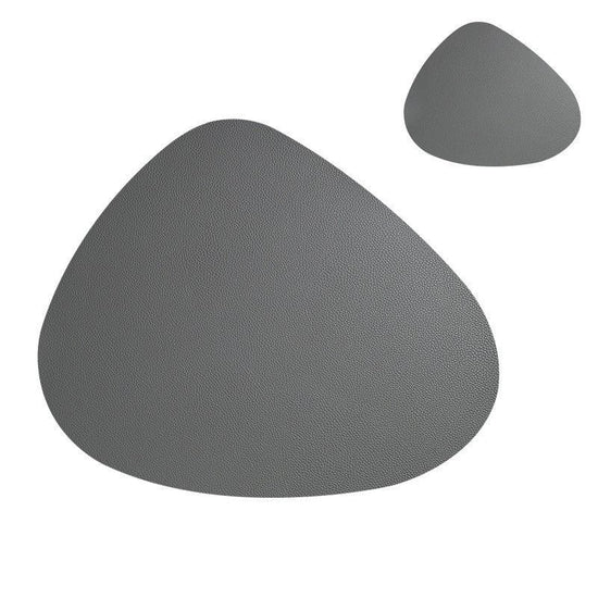 Household leather table mat $28.50 Dana Fashion Color: Deep grey Dana's Kitchen Type of trim panel and accessories: cushion and cushion Features: environmental friendly Material: PU leather Size: large: 45cm * 36.8cm, small: 13cm * 11cm Features: Waterpro