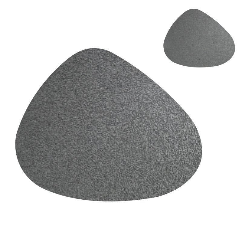 Household leather table mat $28.50 Dana Fashion Color: Deep grey Dana's Kitchen Type of trim panel and accessories: cushion and cushion Features: environmental friendly Material: PU leather Size: large: 45cm * 36.8cm, small: 13cm * 11cm Features: Waterpro