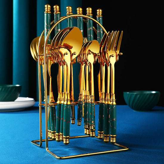 Household Stainless Steel Western Tableware Set $93.29 Dana Fashion Color: Green Dana's Kitchen Product information: Material: Stainless steel Stainless steel material: 304 stainless steel Color: pink, green, black, white Package: Tableware*1