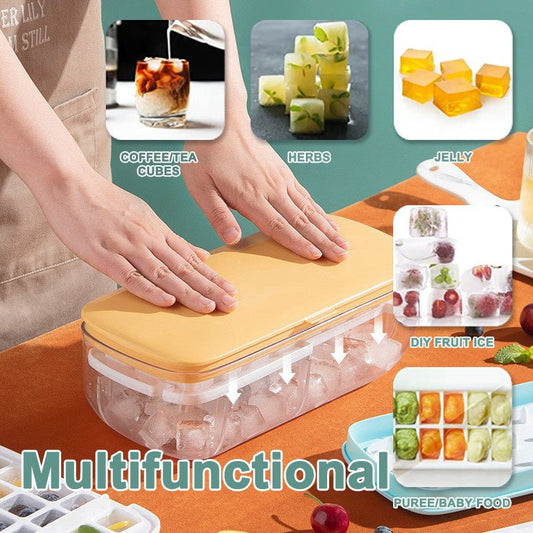 Ice Cube Tray With Storage Box Quick Demould Ice Cube Moulds Lazy Ice Maker For Cocktail Whiskey Bar Kithcen Tools Accessories $43.98 Dana Fashion Color: Blue style: Double layer Dana's Kitchen Overview: 【Multi-function Set】-Package contains 2 ice cube tr