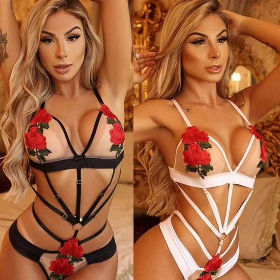 Imitation embroidery embroidery underwear $19.50 Dana Fashion Color: Black Size: L Women's clothing Style: tights Applicable gender; female Style details: perspective Cosplay: cute girl type Colors: White, Black Size: S, M, L, XL Main fabric composition: