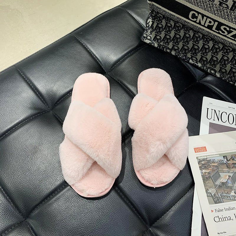 Indoor Home Fluffy Slippers Cross Small Rabbit Fur Open Toe $24.55 Dana Fashion Color: Black Size: 36 To 37 Women's shoes Product information: Inner material: artificial wool Color: white, black, gray, pink Heel height: flat heel Heel shape: flat Whether