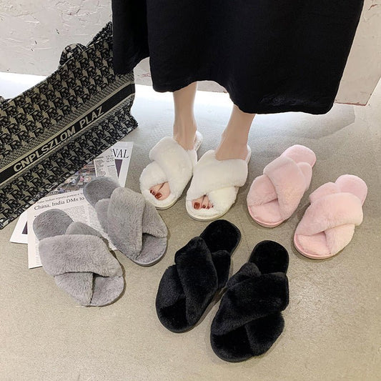 Indoor Home Fluffy Slippers Cross Small Rabbit Fur Open Toe $24.55 Dana Fashion Color: Black Size: 36 To 37 Women's shoes Product information: Inner material: artificial wool Color: white, black, gray, pink Heel height: flat heel Heel shape: flat Whether