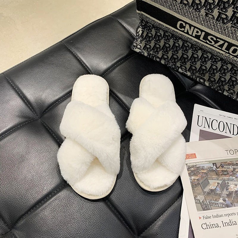 Indoor Home Fluffy Slippers Cross Small Rabbit Fur Open Toe $24.55 Dana Fashion Color: White Size: 36 To 37 Women's shoes Product information: Inner material: artificial wool Color: white, black, gray, pink Heel height: flat heel Heel shape: flat Whether