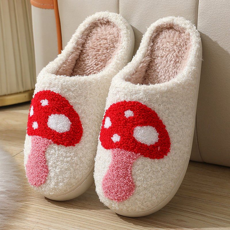 Indoor Home Plush Thermal Slippers $30.90 Dana Fashion Color: Mushroom Paragraph Size: 36to37 Women's shoes Product information: Lining material: Cotton Color: Big LOVE Style, Rose style, LOVE style, rainbow style, LOVE, mushroom paragraph Size: 36-37 (su