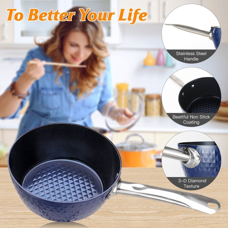 Induction Saucepan With Lid, 20cm 1.8L Milk Pan Non Stick Saucepan, Aluminum Ceramic Coating Cooking Pot - PFOA Free With Stainless Steel Handle, Suitable For All Hobs Types, Amazon Banned $84.20 Dana Fashion default: default Dana's Kitchen Description: R