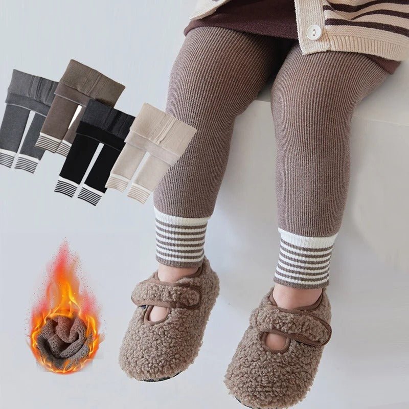 Infant Fleece-lined Thickened Ankle-length Pants Boy Girl Baby Leggings $25.79 Dana Fashion Color: Black Children's Socks Size: S Open Gear Baby Clothing Product information: Pattern: solid color Color: Y128 khaki (with feet),y128 gray (with feet),Y128 bl