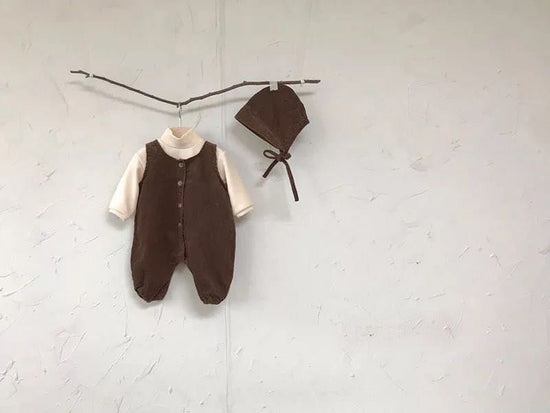 Infant Jumpsuit Male Baby Corduroy Vest Bag Fart Romper $27.56 Dana Fashion Color: Brown Child size: 66cm Baby Clothing Product Information: Applicable gender: neutral/male and female Sleeve length: long sleeve Whether hooded: not hooded Thickness: Genera