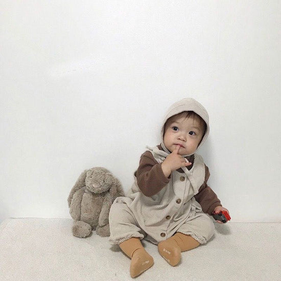 Infant Jumpsuit Male Baby Corduroy Vest Bag Fart Romper $27.56 Dana Fashion Color: Beige Child size: 66cm Baby Clothing Product Information: Applicable gender: neutral/male and female Sleeve length: long sleeve Whether hooded: not hooded Thickness: Genera