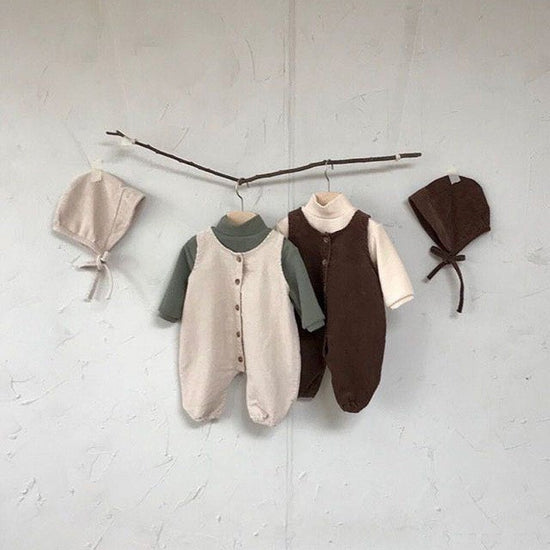 Infant Jumpsuit Male Baby Corduroy Vest Bag Fart Romper $27.56 Dana Fashion Color: Beige Child size: 66cm Baby Clothing Product Information: Applicable gender: neutral/male and female Sleeve length: long sleeve Whether hooded: not hooded Thickness: Genera
