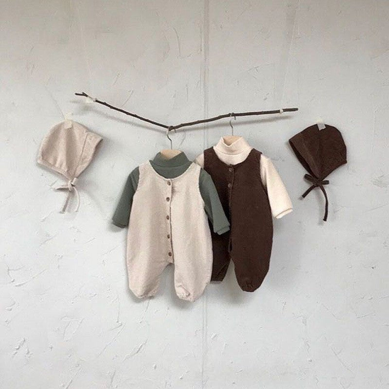 Infant Jumpsuit Male Baby Corduroy Vest Bag Fart Romper $27.56 Dana Fashion Color: Beige Child size: 66cm Baby Clothing Product Information: Applicable gender: neutral/male and female Sleeve length: long sleeve Whether hooded: not hooded Thickness: Genera