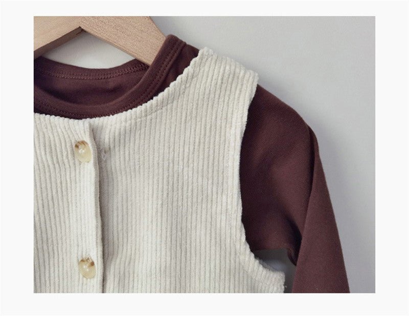 Infant Jumpsuit Male Baby Corduroy Vest Bag Fart Romper $27.56 Dana Fashion Color: Beige Child size: 66cm Baby Clothing Product Information: Applicable gender: neutral/male and female Sleeve length: long sleeve Whether hooded: not hooded Thickness: Genera