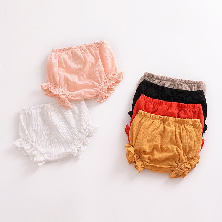 Infant Solid Color Cotton Linen Lace Triangle Casual Shorts $19.60 Dana Fashion Color: Black Size: 100cm Baby Clothing Product information: Fabric name: cotton Safety class: Class B Pants length: shorts Main fabric composition: cotton Main fabric content: