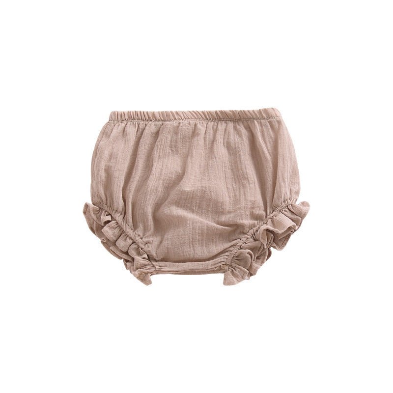 Infant Solid Color Cotton Linen Lace Triangle Casual Shorts $19.60 Dana Fashion Color: Khaki Size: 100cm Baby Clothing Product information: Fabric name: cotton Safety class: Class B Pants length: shorts Main fabric composition: cotton Main fabric content: