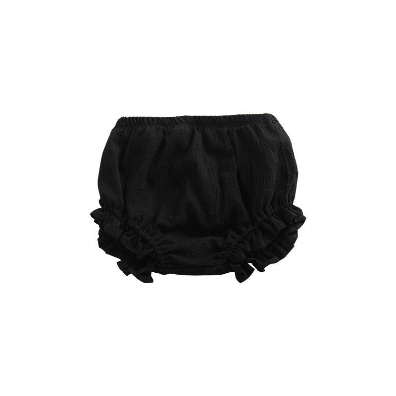 Infant Solid Color Cotton Linen Lace Triangle Casual Shorts $19.60 Dana Fashion Color: Black Size: 100cm Baby Clothing Product information: Fabric name: cotton Safety class: Class B Pants length: shorts Main fabric composition: cotton Main fabric content:
